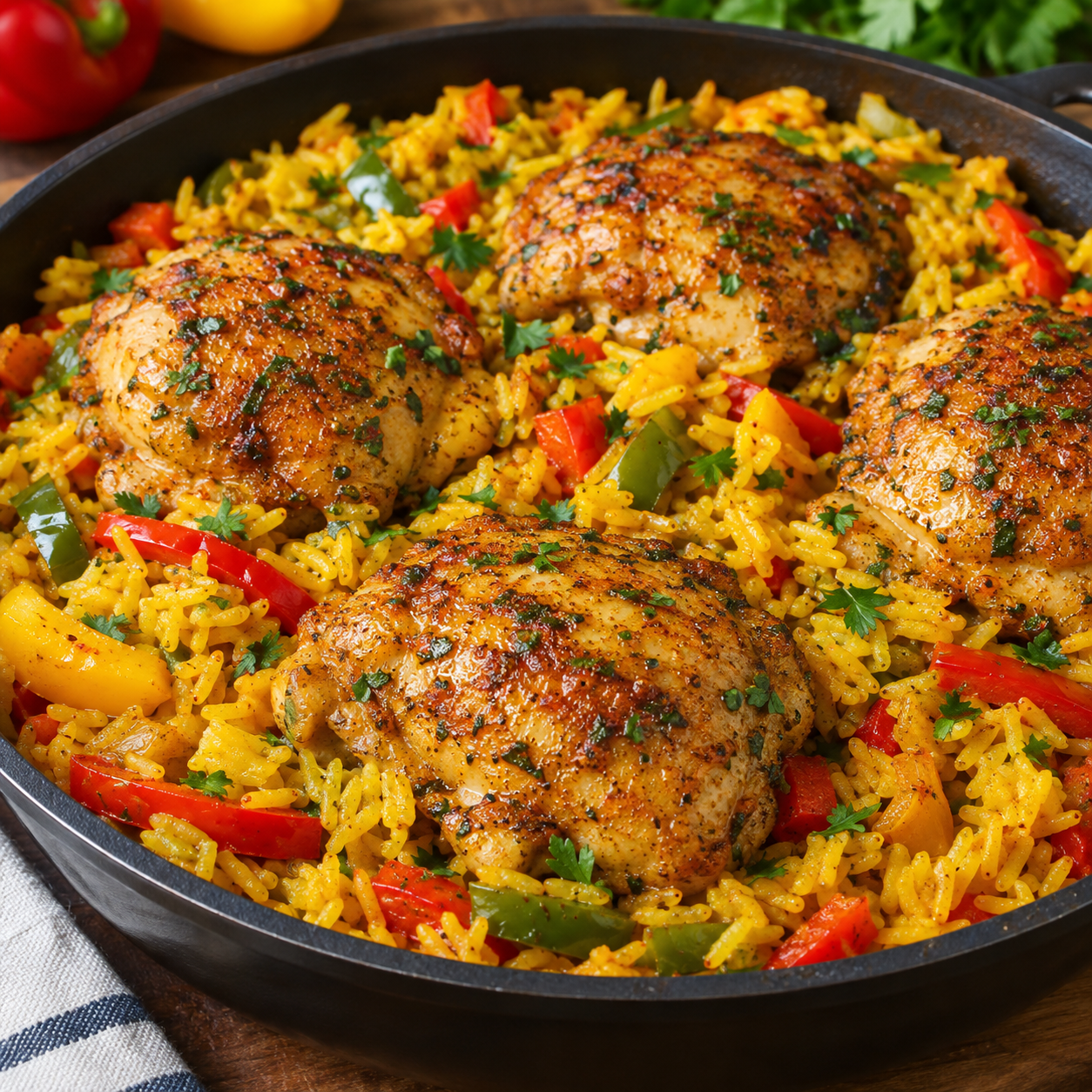 Spanish Style Boneless Chicken Thighs with Rice